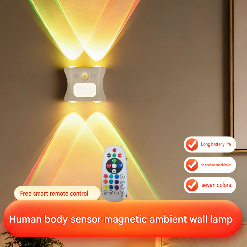 Black rechargeable motion sensor wall lights mounted along a hallway