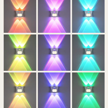 Black rechargeable motion sensor wall lights mounted along a hallway