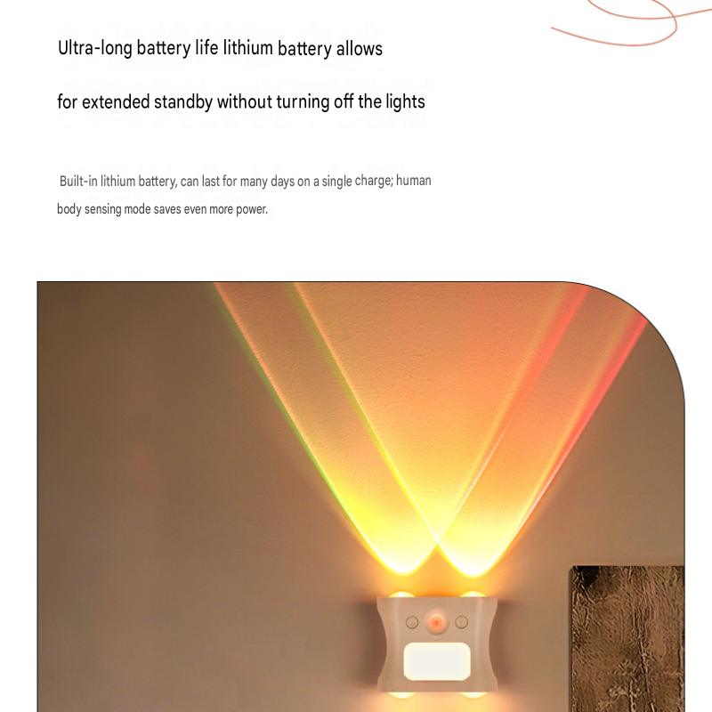 Black rechargeable motion sensor wall lights mounted along a hallway