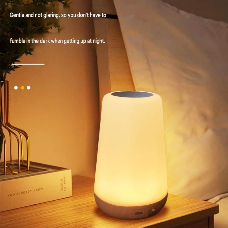 Rechargeable RGB night light with vintage camping style wall tapestry