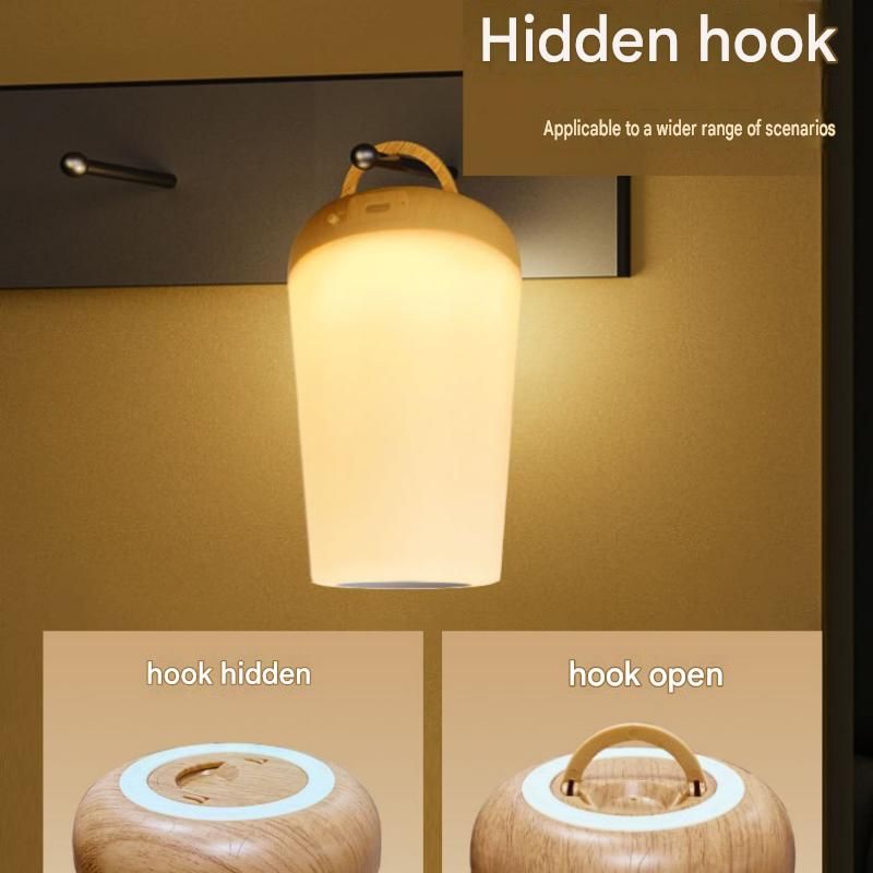 Rechargeable RGB night light with vintage camping style wall tapestry
