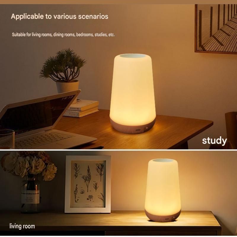 Rechargeable RGB night light with vintage camping style wall tapestry