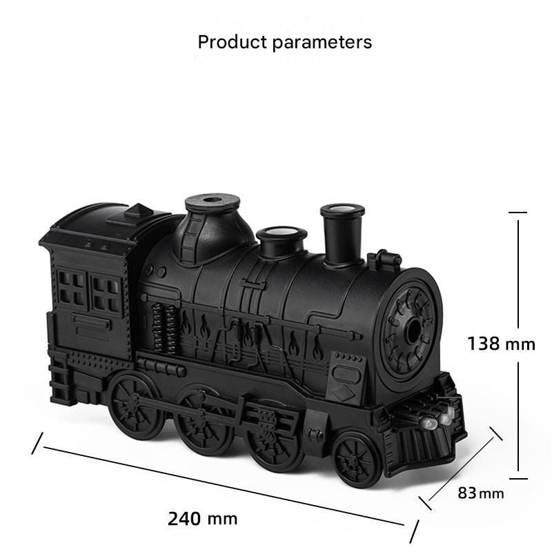 Retro train aromatherapy humidifier with LED night light and dual mist nozzles