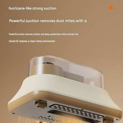 Brass-coloured retro train humidifier with cordless UV mite remover vacuum