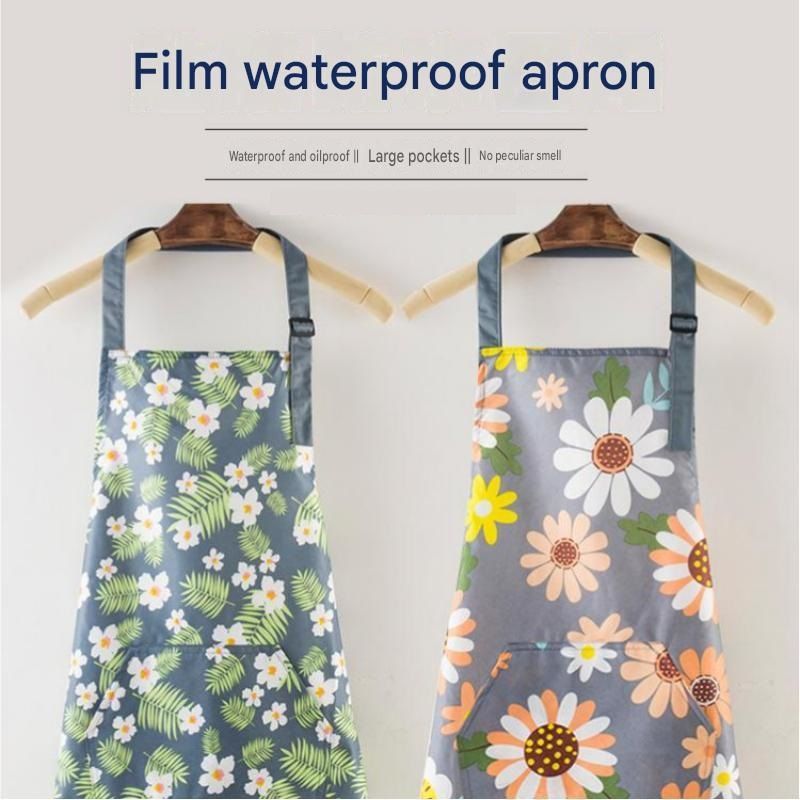 Cleaning bundle with waterproof apron, long-handle floor scrubber brush and orange 2L pressure sprayer