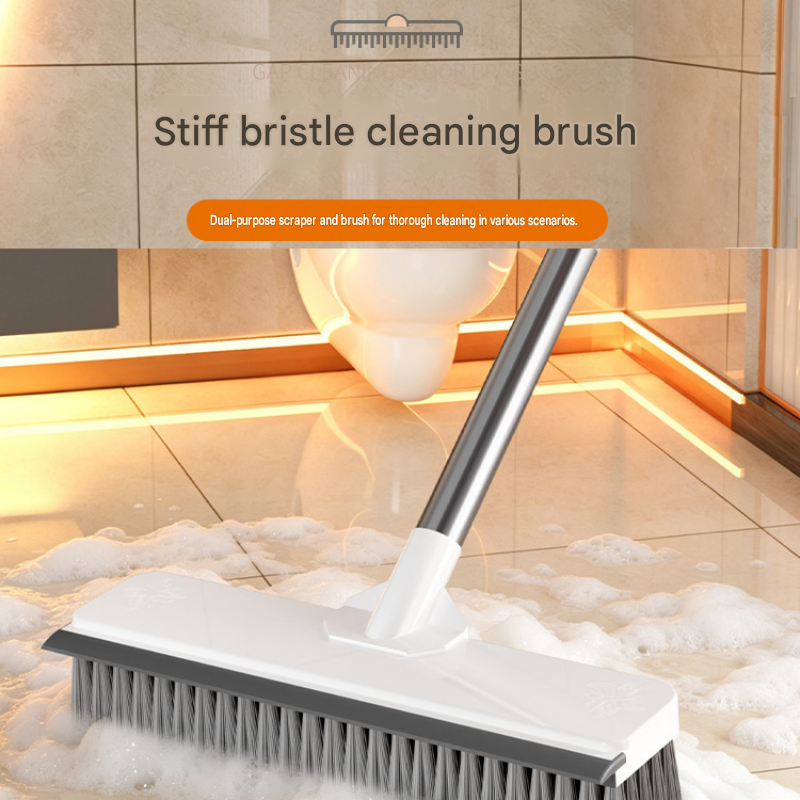 Cleaning bundle with waterproof apron, long-handle floor scrubber brush and orange 2L pressure sprayer