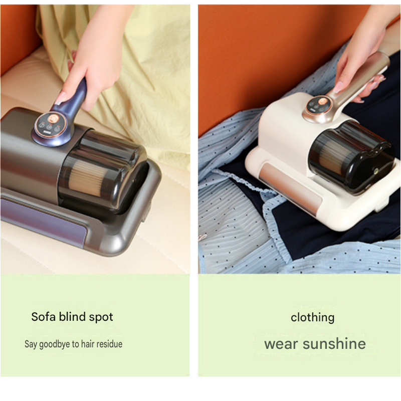 Black wireless mite remover vacuum with handheld body and cleaning head