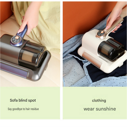 Black wireless mite remover vacuum with handheld body and cleaning head