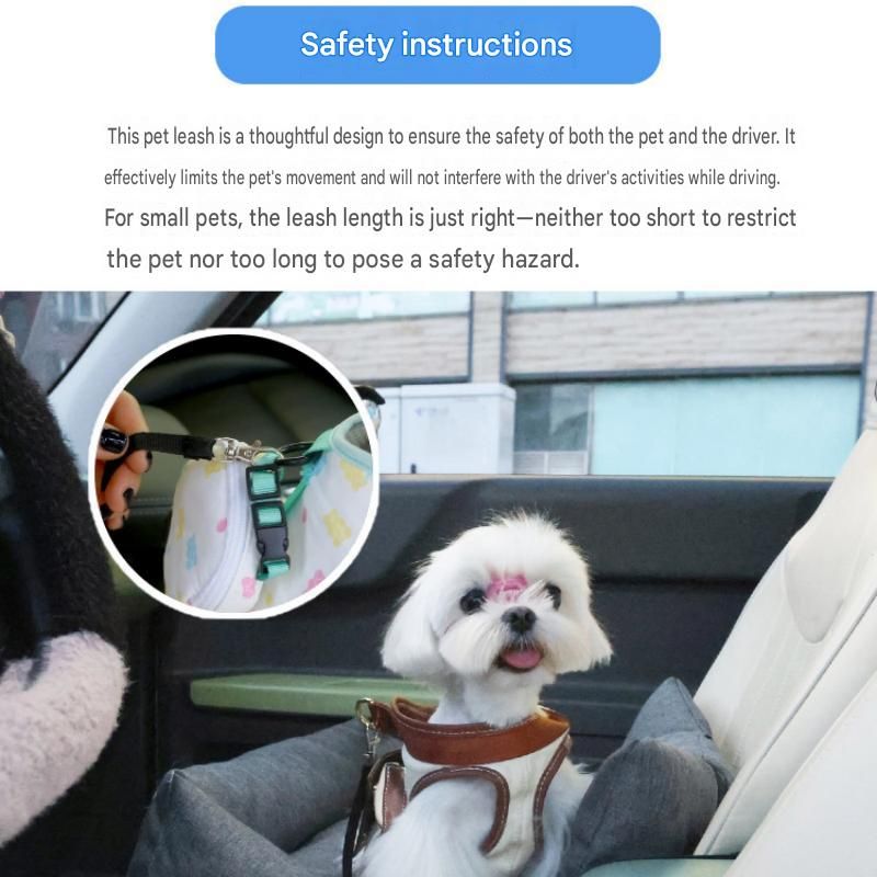 Grey paw print pet car seat booster bed with removable cover and safety tether