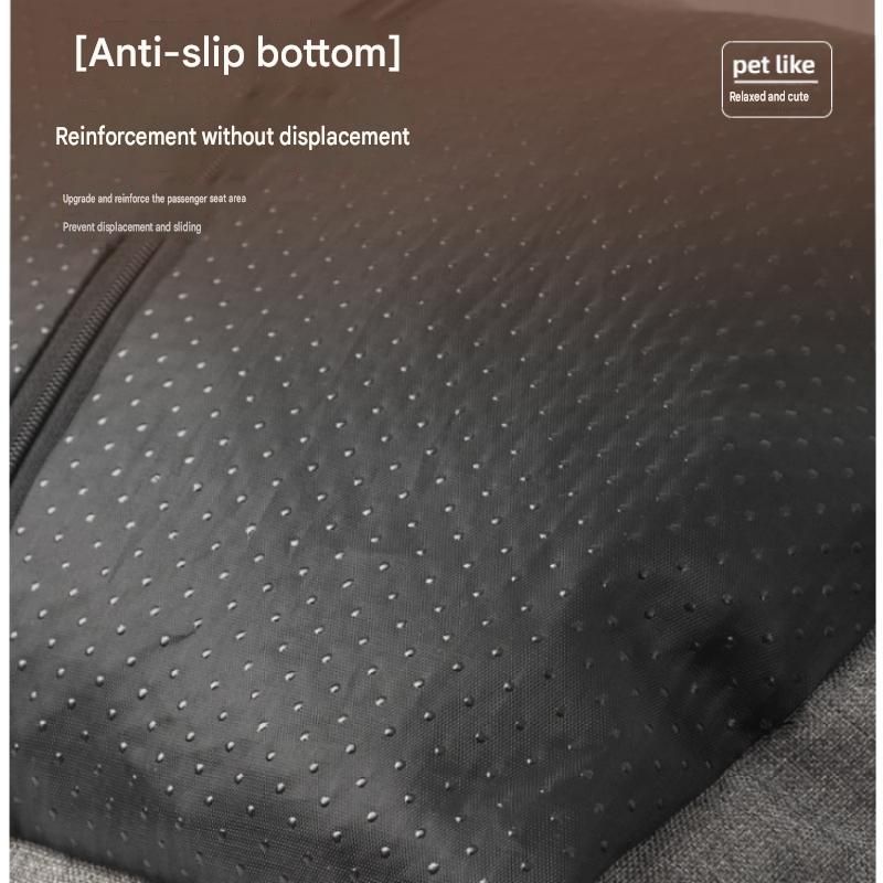 Grey paw print pet car seat booster bed with removable cover and safety tether