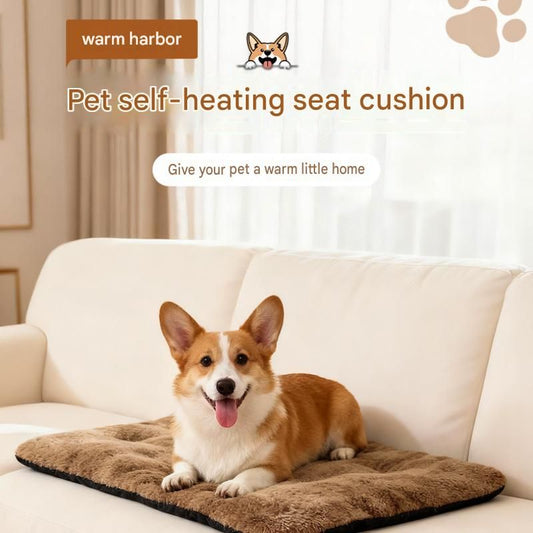 Grey self-heating pet mat and grey paw print car booster seat bundle