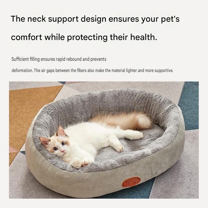 Beige quilted dog vest with leash ring beside a coffee-coloured oval fleece pet bed
