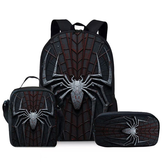 Spider print school bag set with backpack, insulated lunch bag and pencil case