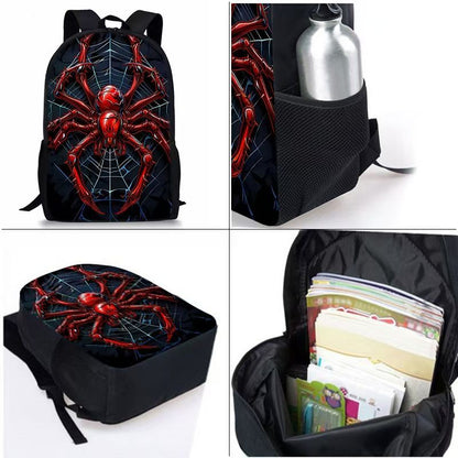 Spider print school bag set with backpack, insulated lunch bag and pencil case