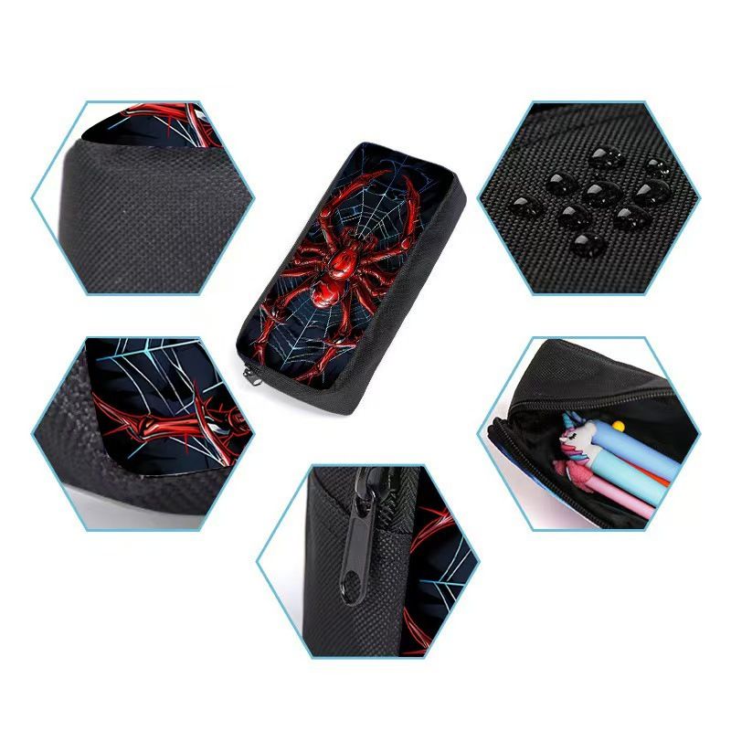 Spider print school bag set with backpack, insulated lunch bag and pencil case