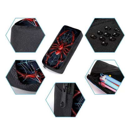 Spider print school bag set with backpack, insulated lunch bag and pencil case