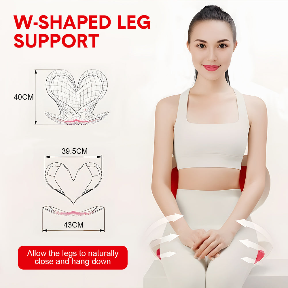 Red heart-shaped ergonomic seat with contoured back and seat support