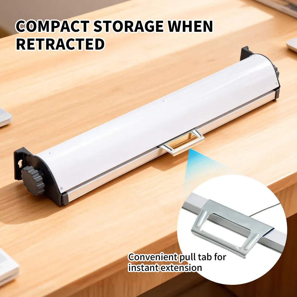 White wall-mounted retractable clothesline with five lines and housing