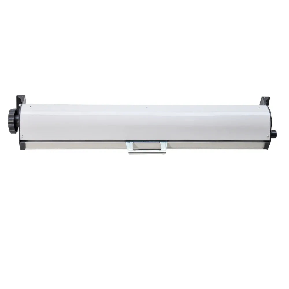 White wall-mounted retractable clothesline with five lines and housing