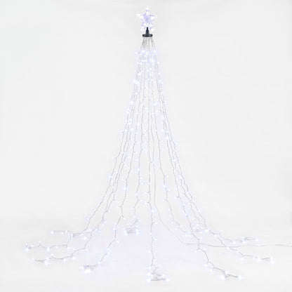 Christmas tree waterfall fairy lights with star topper and 10 hanging light strands