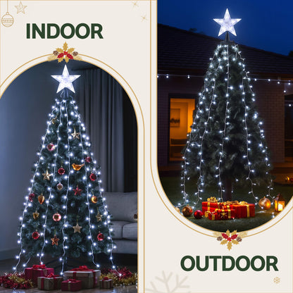 Christmas tree waterfall fairy lights with star topper and 10 hanging light strands